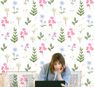 Blumentapete blumen gemusterter hintergrund - TenStickers