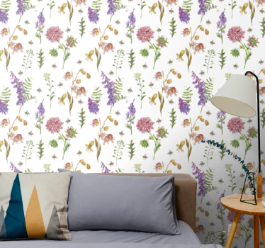 Blumentapete botanische wildblumen - TenStickers