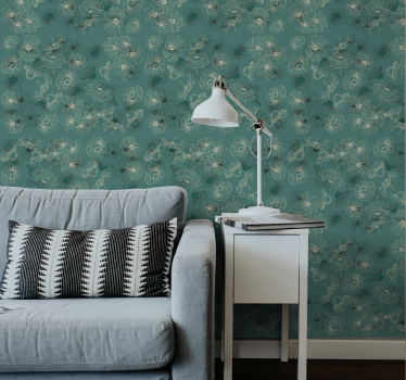Blumentapete elegantes grünes design - TenStickers