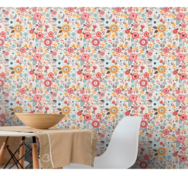 Blumentapete farbenfrohes blumendesign - TenStickers