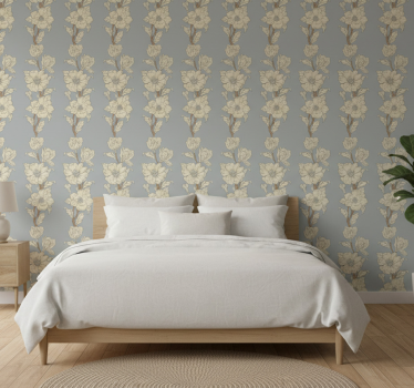Blumentapete im neuen nostalgischen stil magnolie - TenStickers