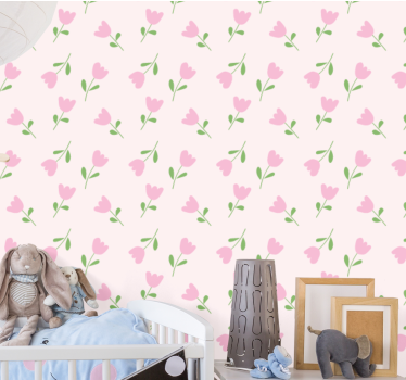 Blumentapete im pinken blumenmuster - TenStickers
