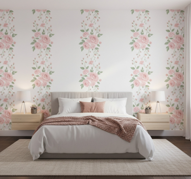 Blumentapete in zartem rosa blumenmuster - TenStickers