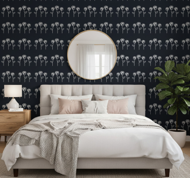 Blumentapete minimalistische rosenillustration linie - TenStickers