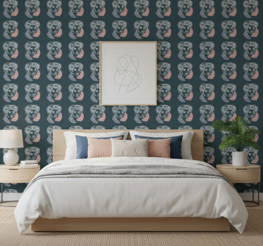 Blumentapete minimalistische sonnenblume mit frau - TenStickers