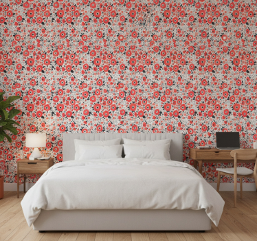 Blumentapete mit abstraktem muster roter mohnblumen - TenStickers