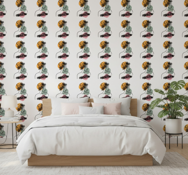 Blumentapete mit dem erstaunlichen blumenfrauengesicht - TenStickers