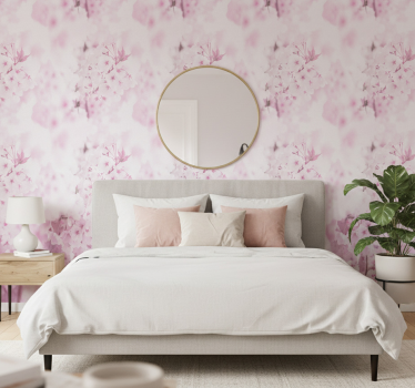 Blumentapete mit hellrosa blumenhintergrund - TenStickers