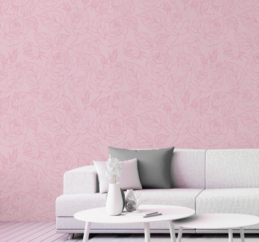 Blumentapete mit rosa pinkem hintergrund - TenStickers