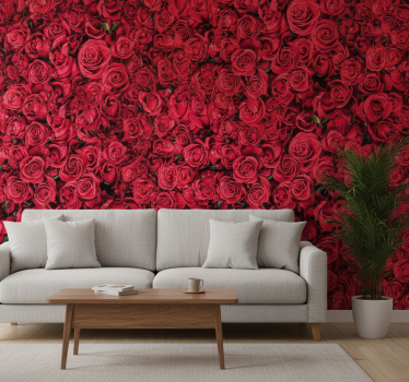 Blumentapete mit roten blumen und strukturiertem hintergrund - TenStickers