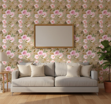 Blumentapete mit vintage beiger rosenstruktur - TenStickers