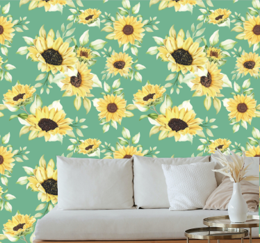 Blumentapete sonnenblumenblüten - TenStickers