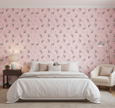 Blumentapete weiße lilien auf rosa hintergrund - TenStickers