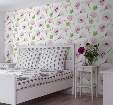 Rosa Blumen Tapete - TenStickers