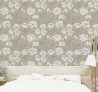 Blumentapete elegantes blumenmuster - TenStickers