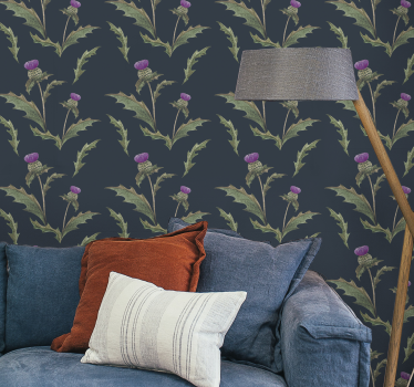 Tapete Blumen Grüne und violette schottische distel - TenStickers