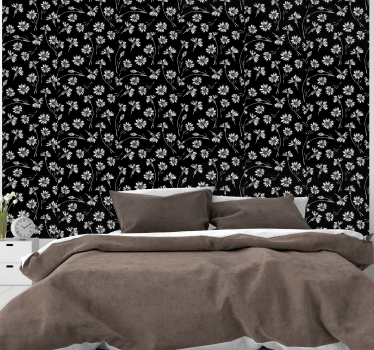 Tapete Blumen Weiße blume auf dem dunklen Hintergrund - TenStickers