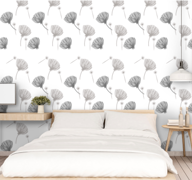 Blumentapete weißes zartes motiv - TenStickers