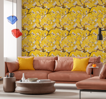 Tapete gelb blumenfrühlingsmuster - TenStickers