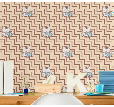 Tapete Katzen geometrisches katzenmotiv - TenStickers