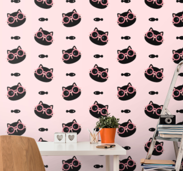 Tapete Katzen katzenbrillenmuster - TenStickers