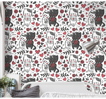 Tapete Katzen katzenhafte blumenfreude - TenStickers