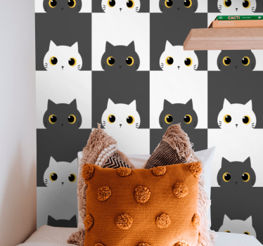 Tapete Katzen schachbrett-katzen - TenStickers
