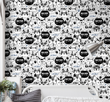 Tapete Katzen stilisiertes katzenmuster - TenStickers