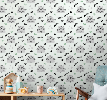 Tapete Katzen verspielte kätzchenmuster - TenStickers