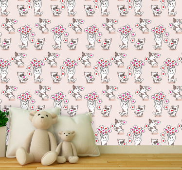 Tapete Katzen verspieltes katzenmuster - TenStickers