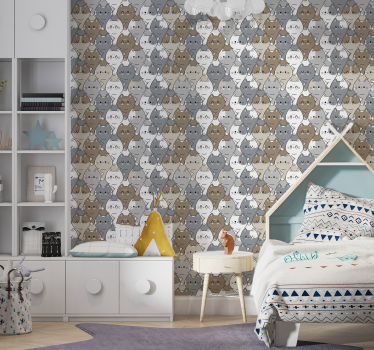 Kinderzimmer Tapete katzenillustration - TenStickers