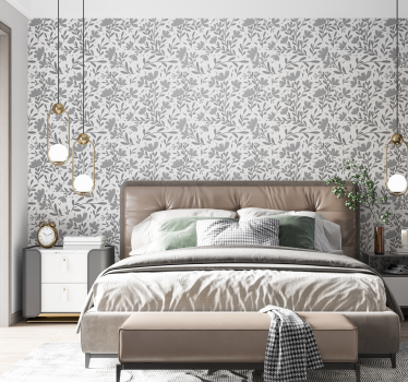 Tapete Kopfteil graues blumenmuster - TenStickers