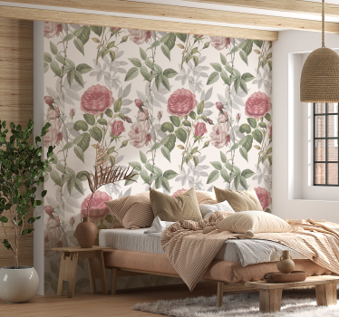 Tapete Kopfteil große rosen - TenStickers