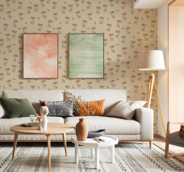 Tapeten Wohnzimmer orangene blume - TenStickers